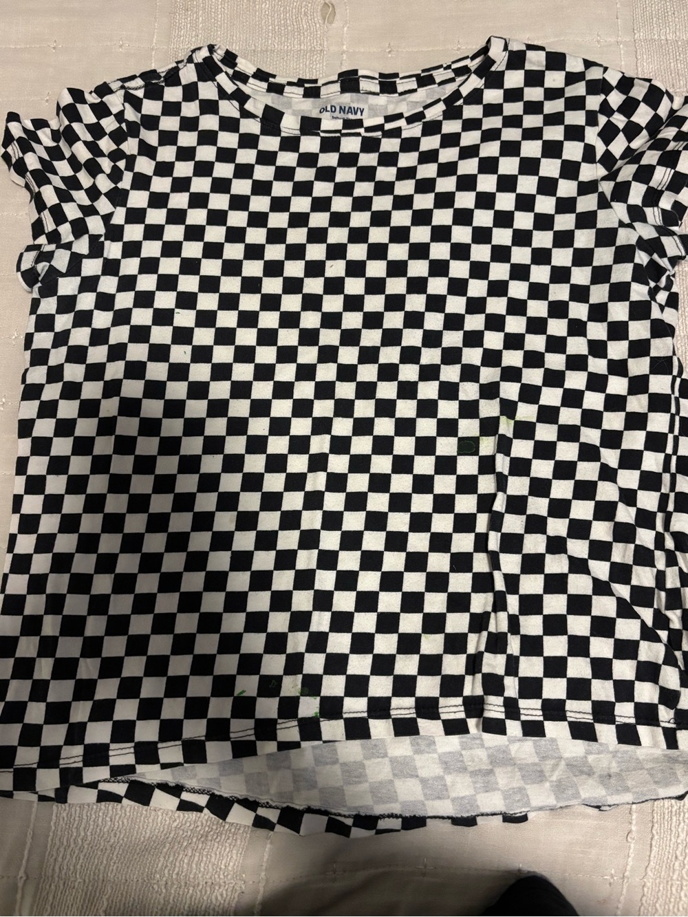 Old Navy Black and White Checkerboard Short Sleeve Tee